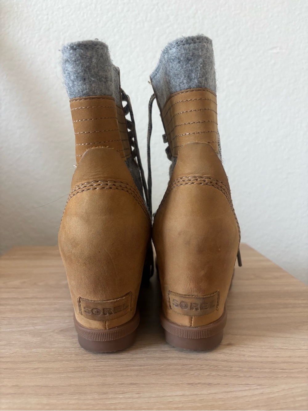 Lexie Wedge Boots Camel Brown Womens 9 - Picture 4 of 9